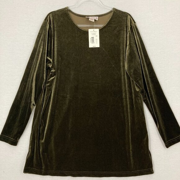 New Bechamel Velvet Stretch Pullover Top Large Round Neck Long Sleeve - Picture 1 of 9